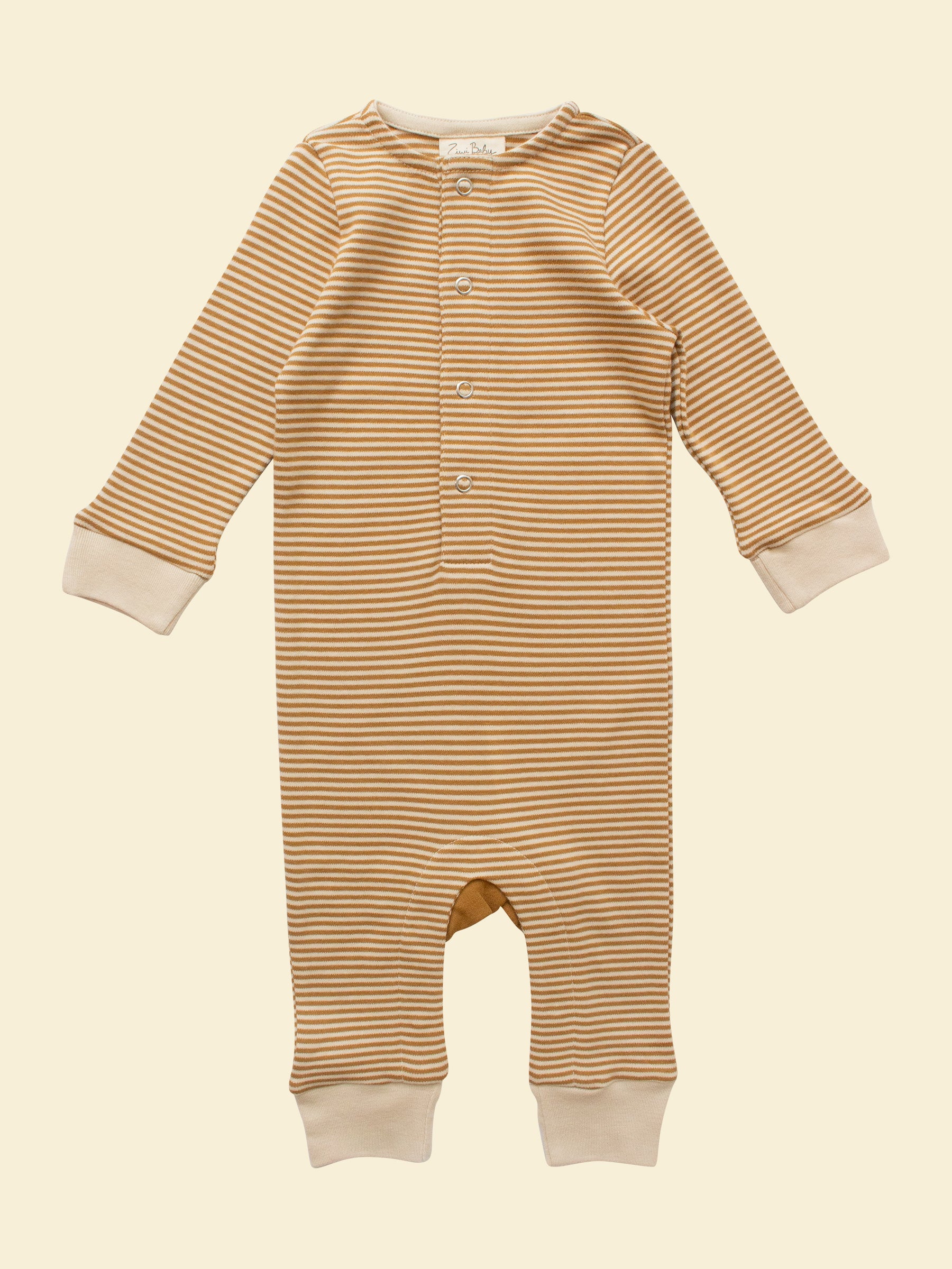Organic Cotton Baby Romper - Ochre Stripe
