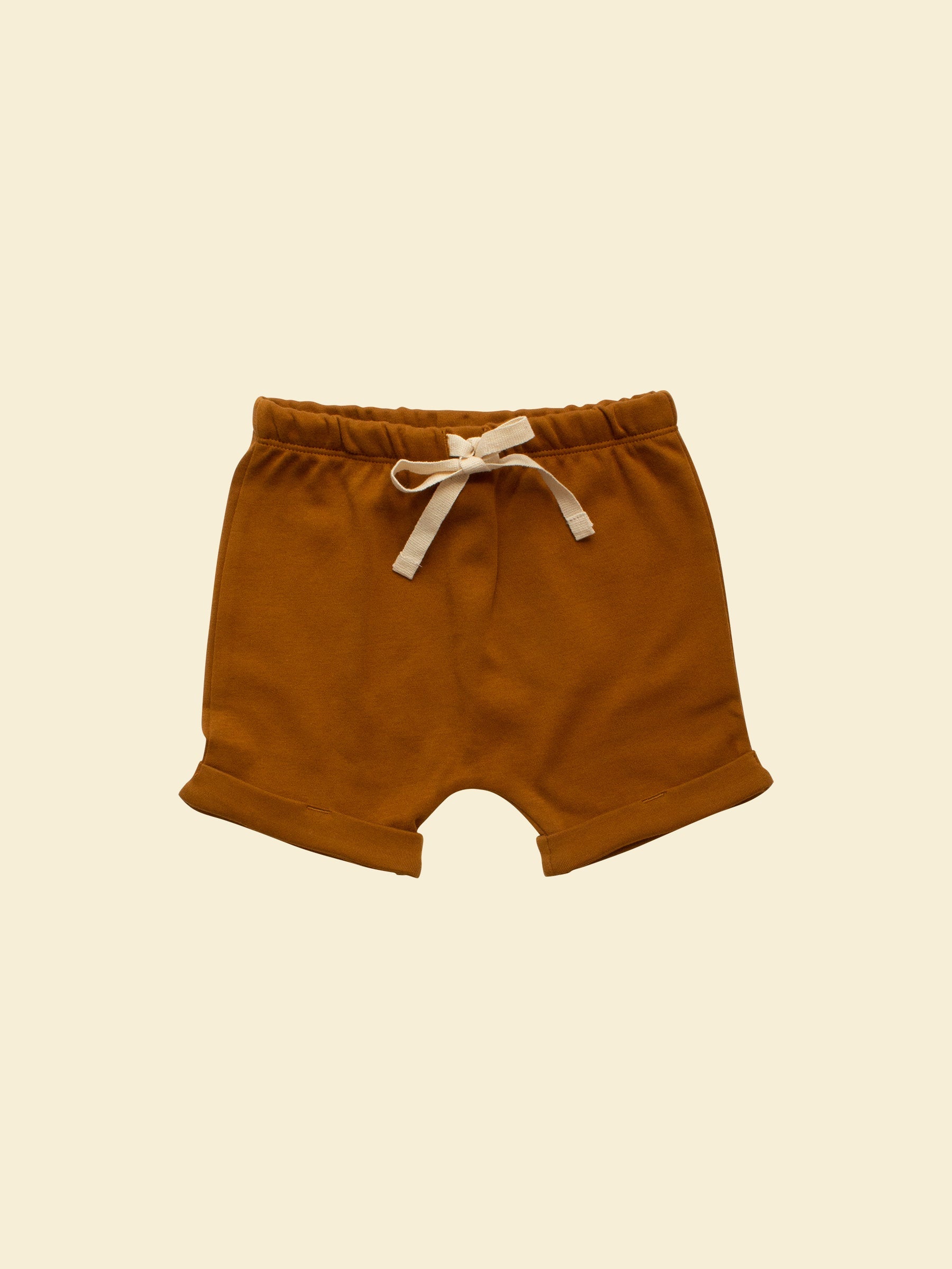 Organic Baby Shorts - Ochre (front)